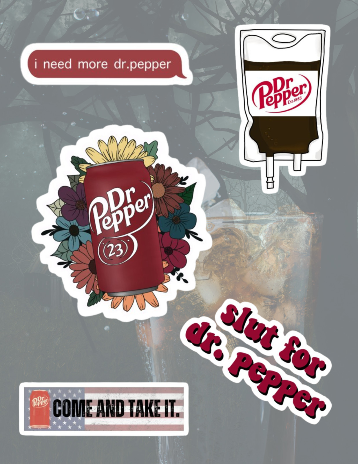 Dr Pepper 5 pc Sticker Pack gallery