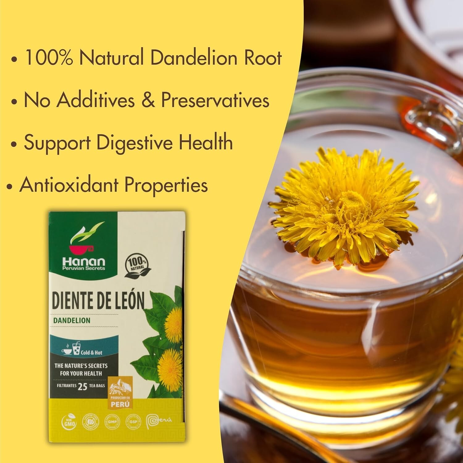 Dandelion Tea (Diente de León) - 25 Tea Bags of All-Natural Dandelion from Peru gallery