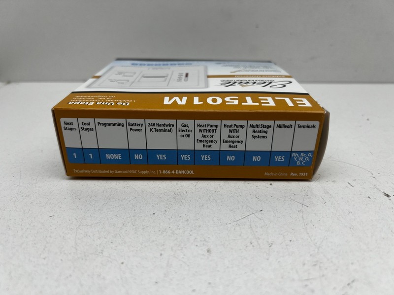 Elevate ELET501M Mechanical/Analog 24VAC Heat/Off/Cool Thermostat w/Subbase gallery