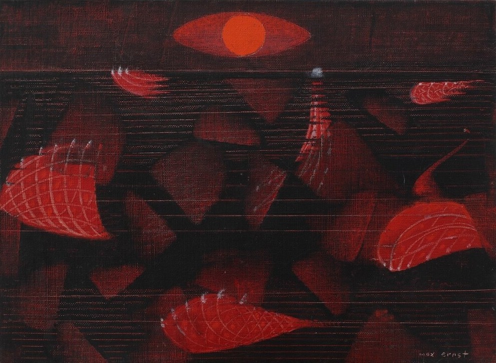 Max Ernst : Sans Titre (Soleil Orange) : Orange Sun Abstract Landscape Art Print gallery