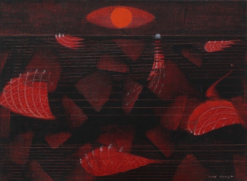 Max Ernst : Sans Titre (Soleil Orange) : Orange Sun Abstract Landscape Art Print gallery