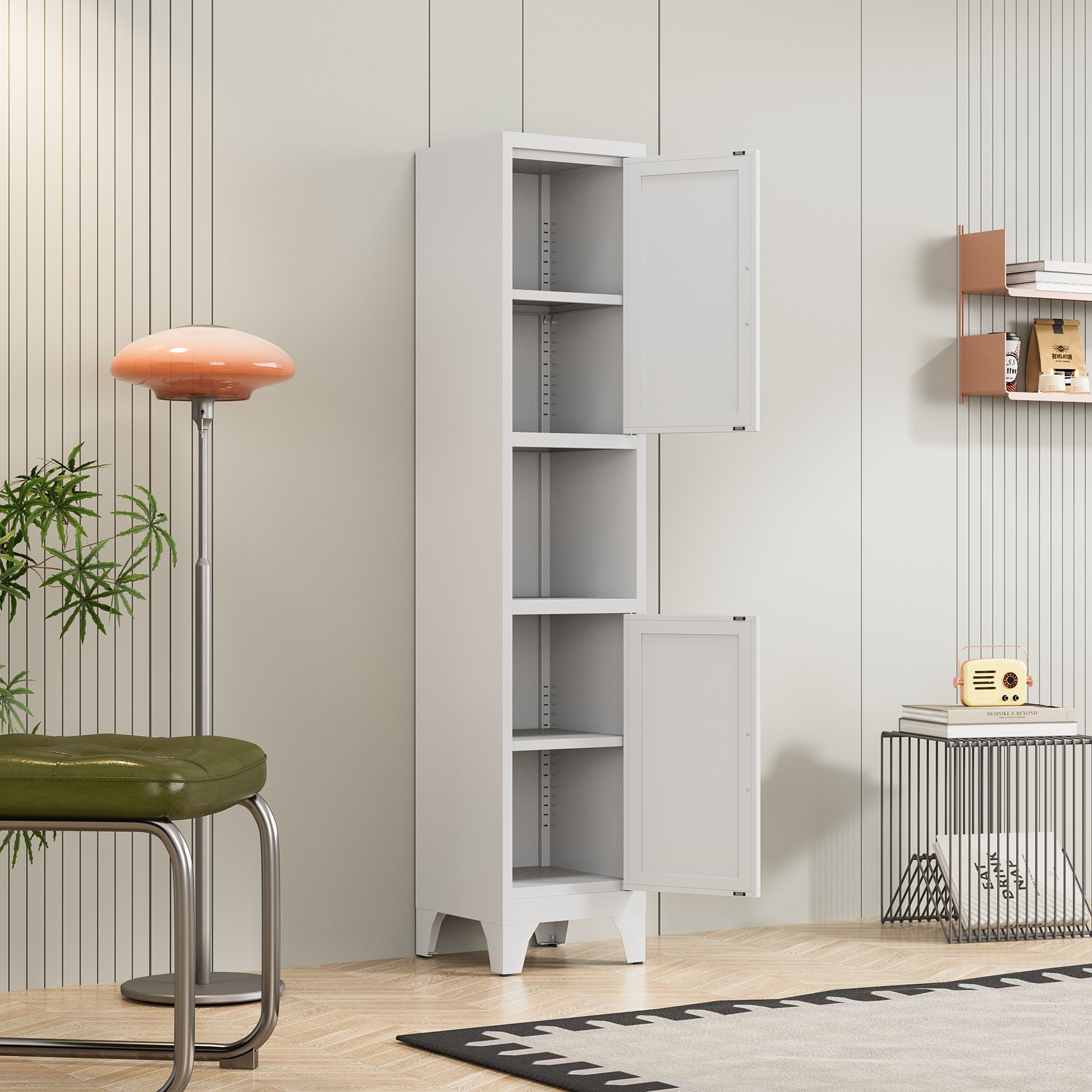 Kitchen Pantry Cabinet With 2 Doors and Adjustable Shelves metal Storage Cabinet gallery