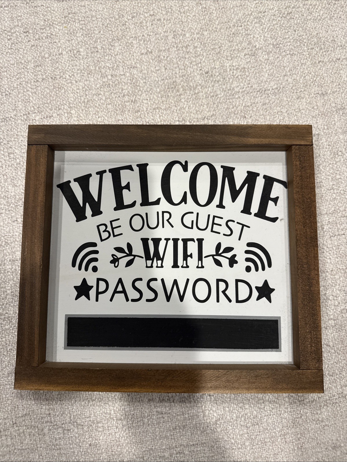 Welcome Be Our Guest WiFi Password Chalk Tabletop Sign Plaque Home Decor Wood gallery