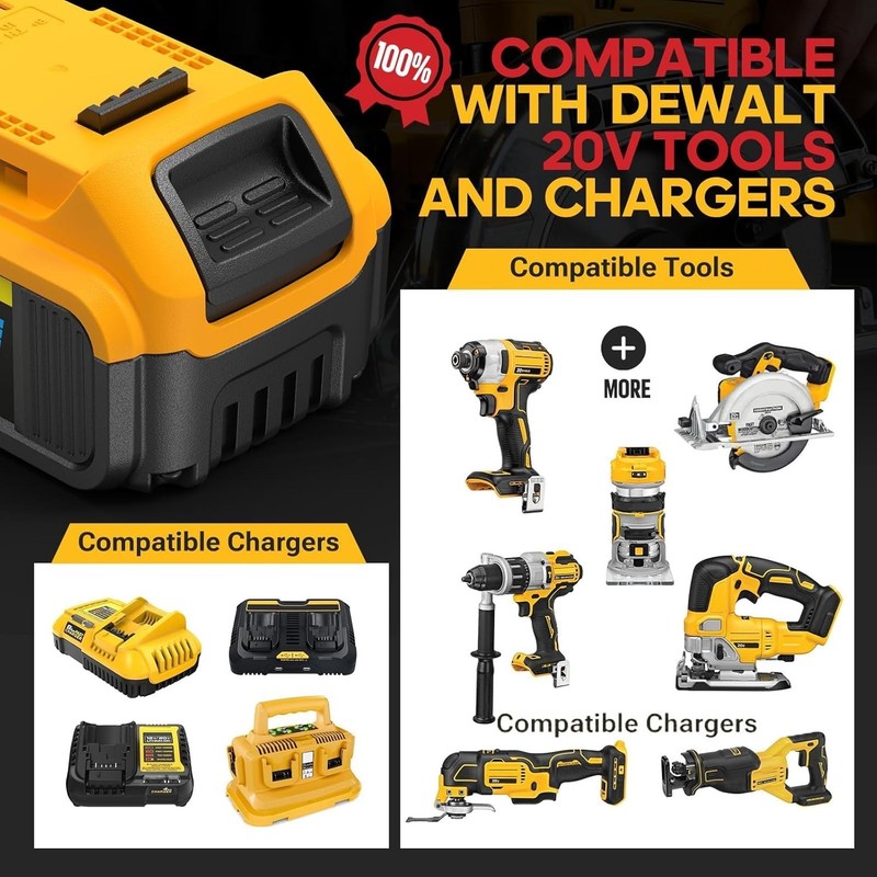 8Ah Replacement Compatible for Dewalt 20V Max Battery with High Capacity 2 Pack gallery