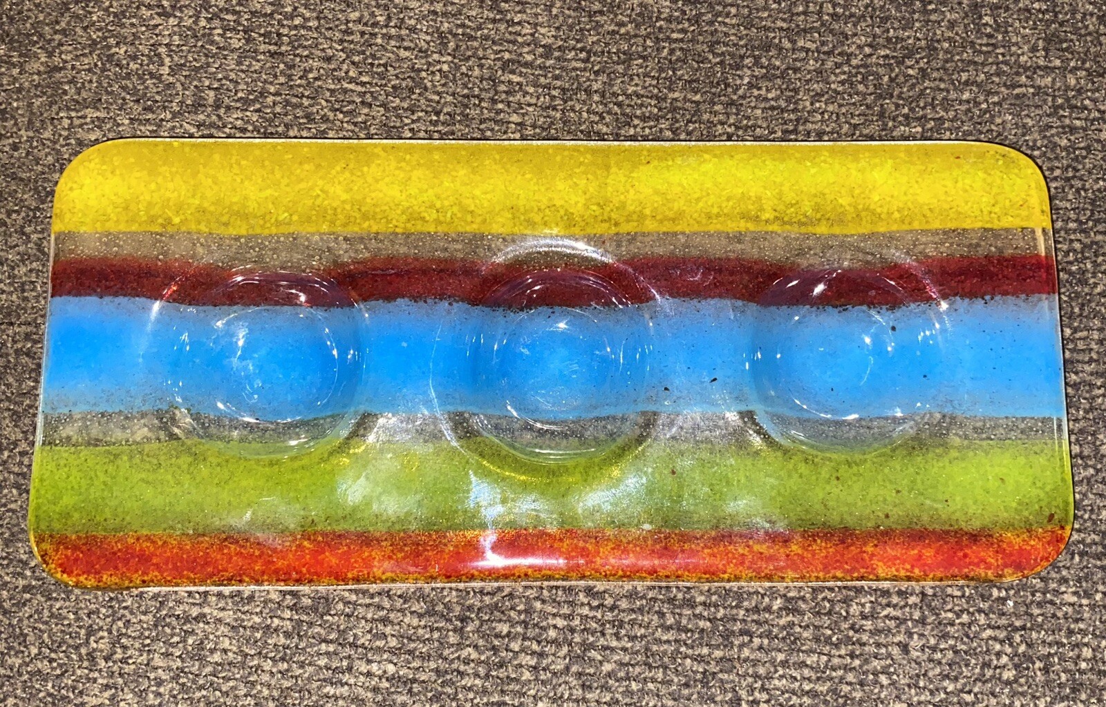 Signed SP Glass with Bubbles 3Tea Lights-/Herbs Or More Signed 10x4.25 gallery