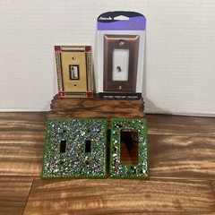 Assorted Metal Light Switch Cover Plates (x4) Mixed Materials, New and Old