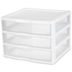 3-Drawer Wide Plastic Storage Unit, White