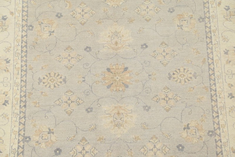 Handmade Muted Gray Wool Carpet Vegetable Dye Peshawar Chobi Area Rug 6x8 Ft gallery