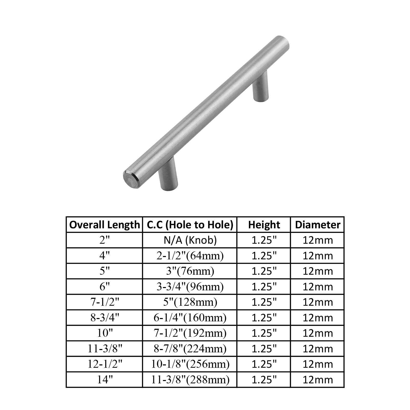 Brushed Nickel 304 Grade Stainless Steel Bar Pulls Kitchen Cabinet Handles Knobs gallery