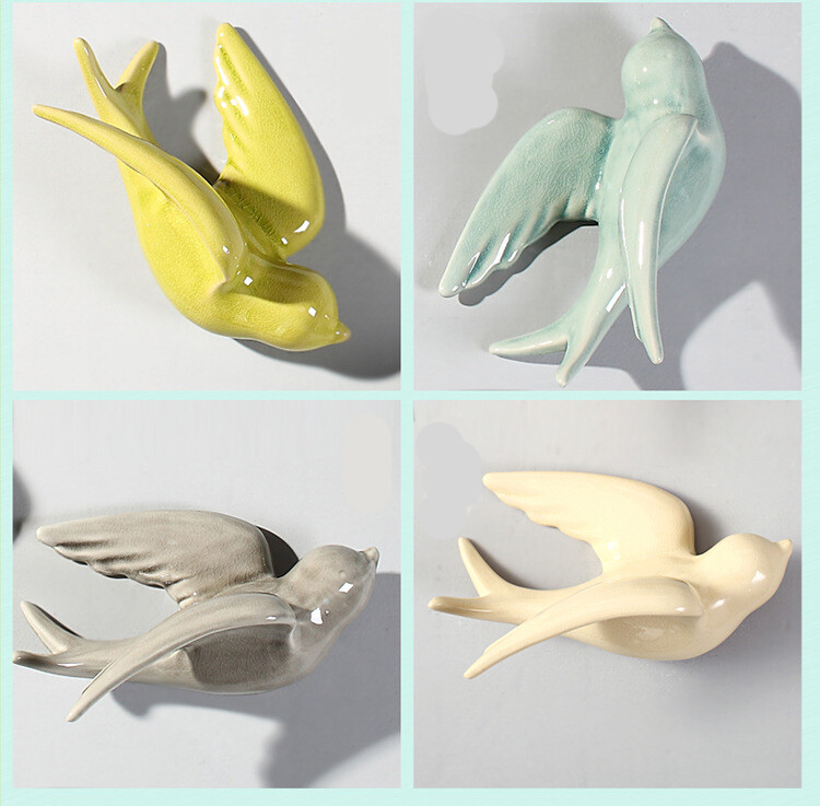 1PCS Ceramic Simulation Swallows Wall Hanging Birds Flying Bird Ornament Decor gallery
