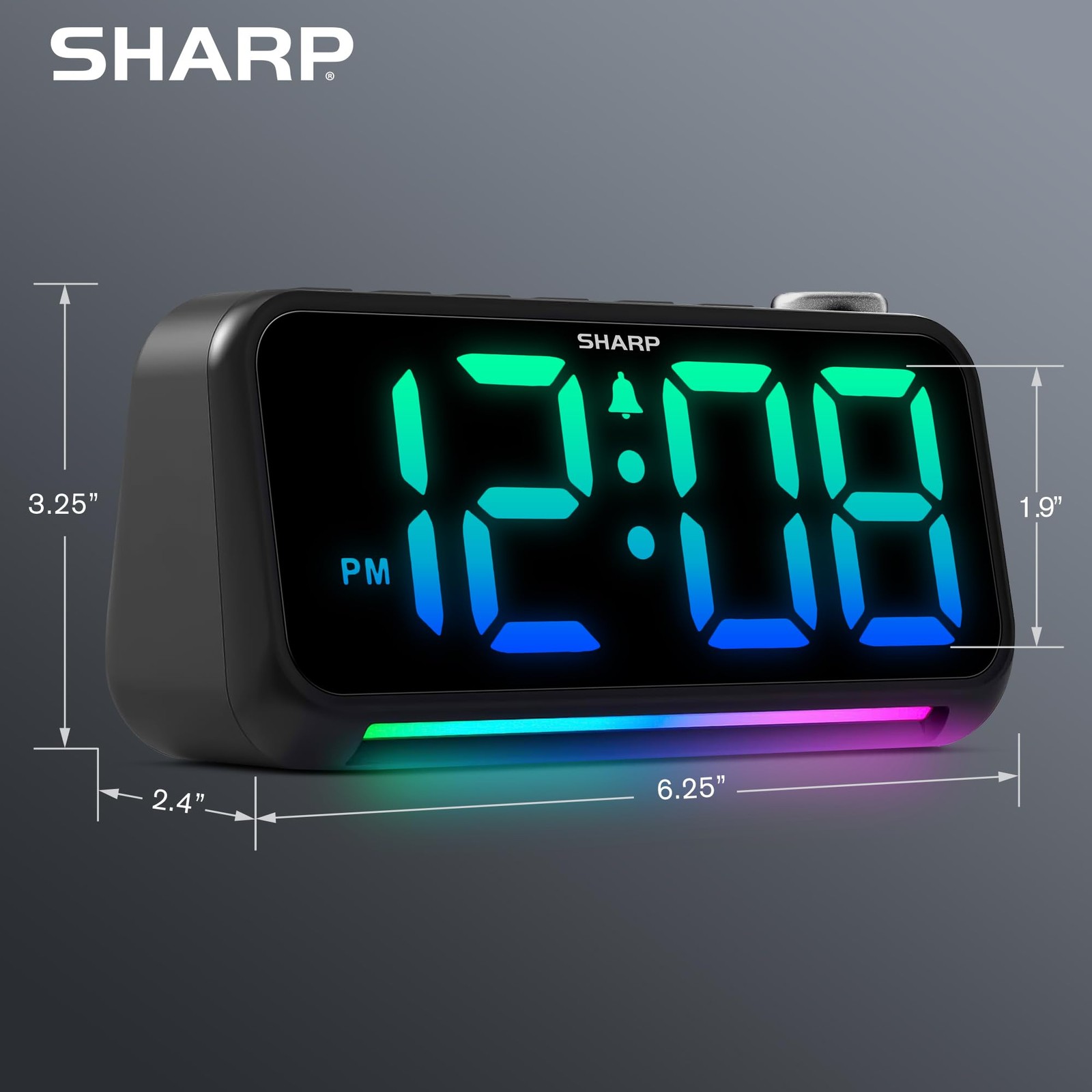 Sharp Loud Alarm Clock for Heavy Sleepers – 95dB Alarm, RGB Small, Black gallery