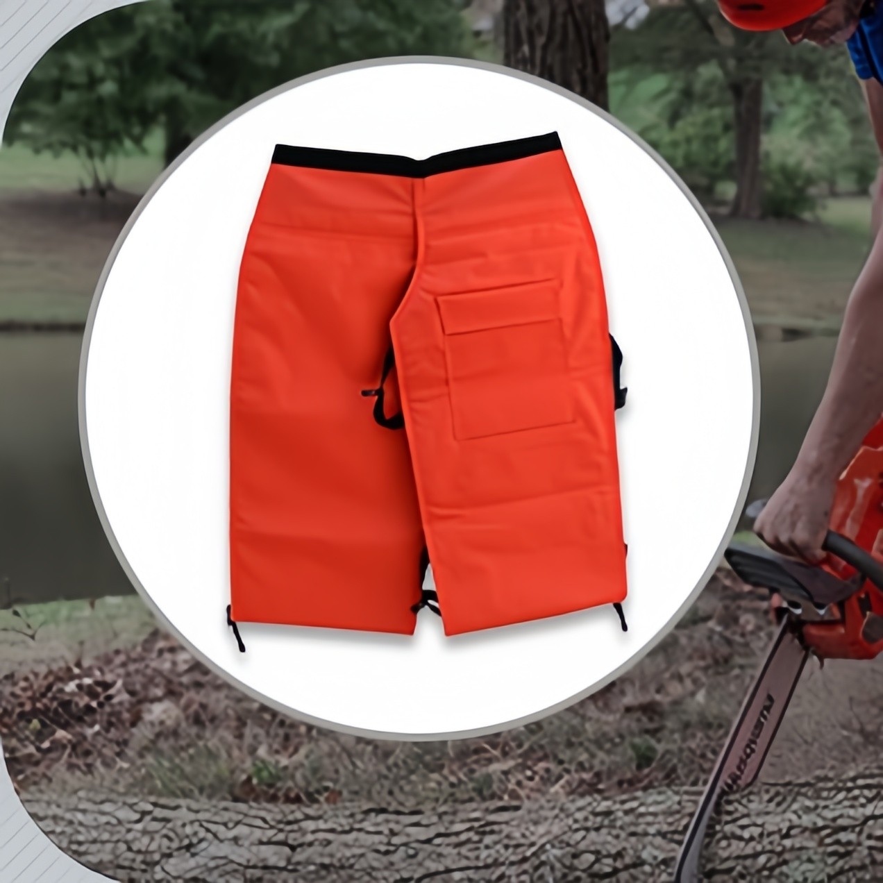 0000-886-3905 Chain Saw Protective Chaps-Orange Fits Men Waist 22-39" Adjustable gallery
