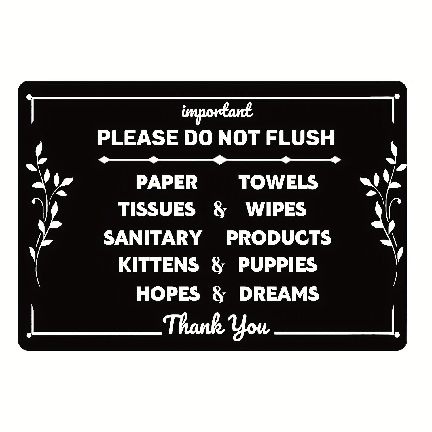 Retro Black White Metal Sign Please Do Not Flush Funny Bathroom Hanging Decor gallery