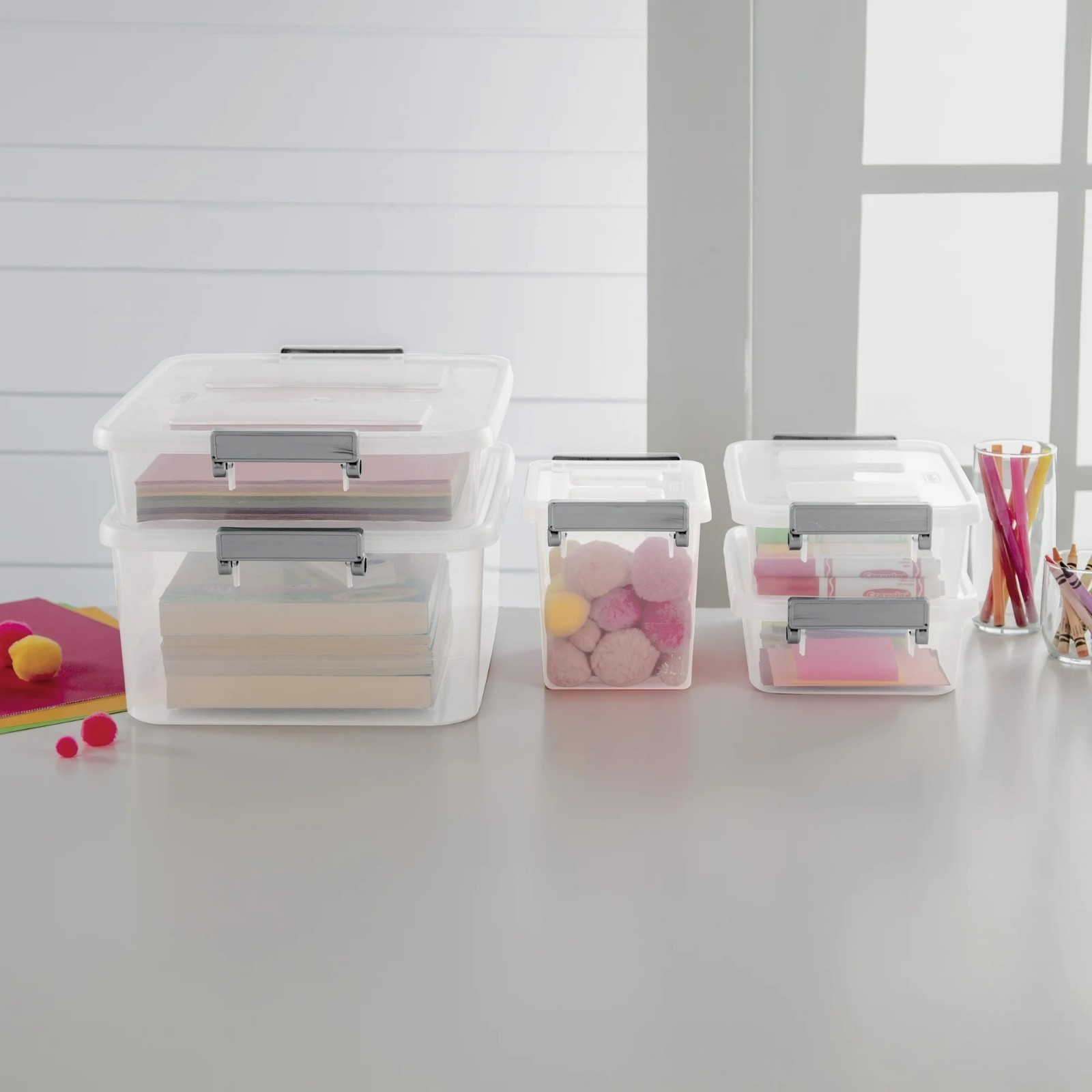 (4 pack) Sterilite Modular Small Storage Bin, 6.2 Quart Latching Clear Plastic S gallery