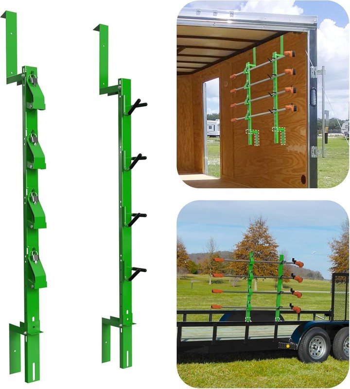 4 Place Weed Eater Rack Lockable Trimmer Rack for Open & Enclosed Trailer Green gallery