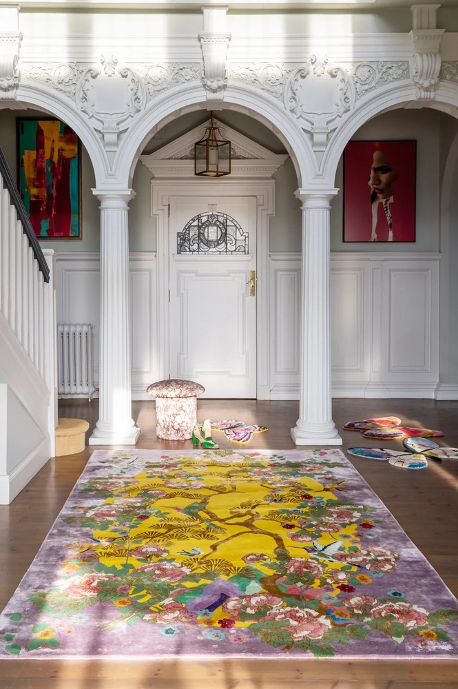 Wendy Morrison Mount Orient Violet Hand-Tufted Rug Chinoiserie Wool Designer