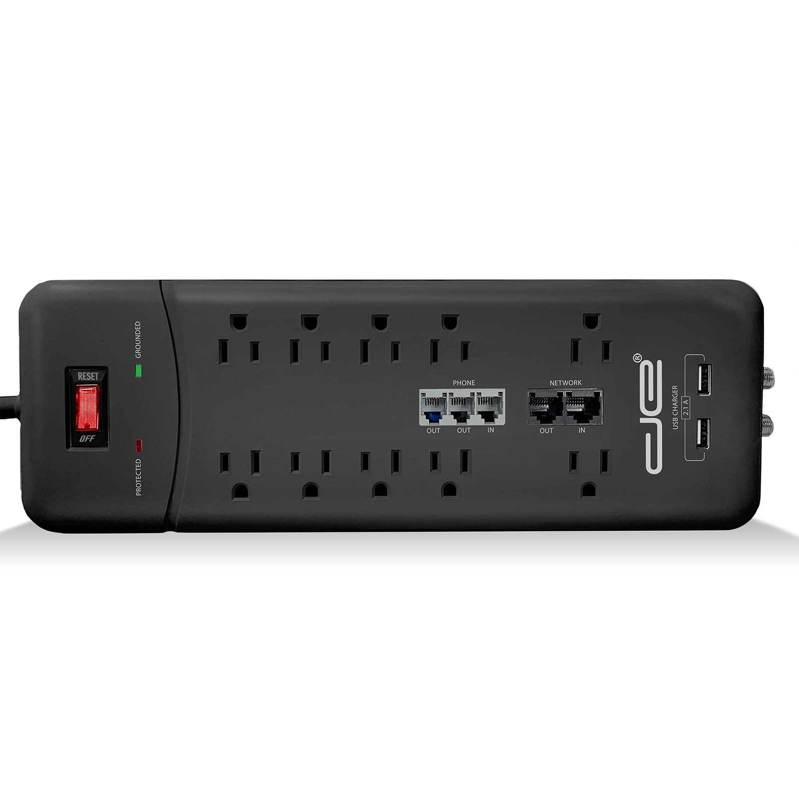 10 Outlet Surge Protector, 15FT, Black gallery