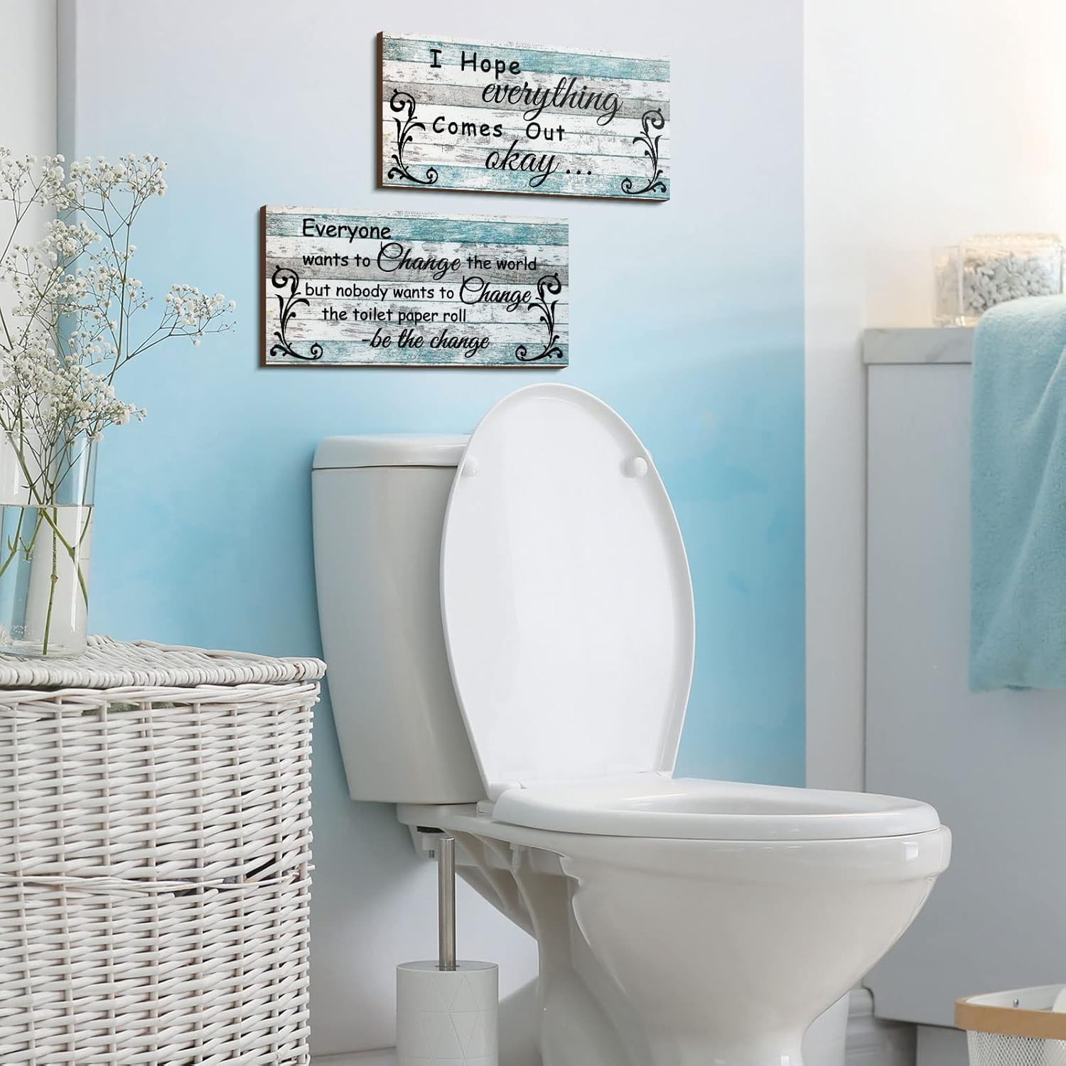 Jetec 2 Pieces Funny Bathroom Decors Rules Sign Plaque Retro Color gallery