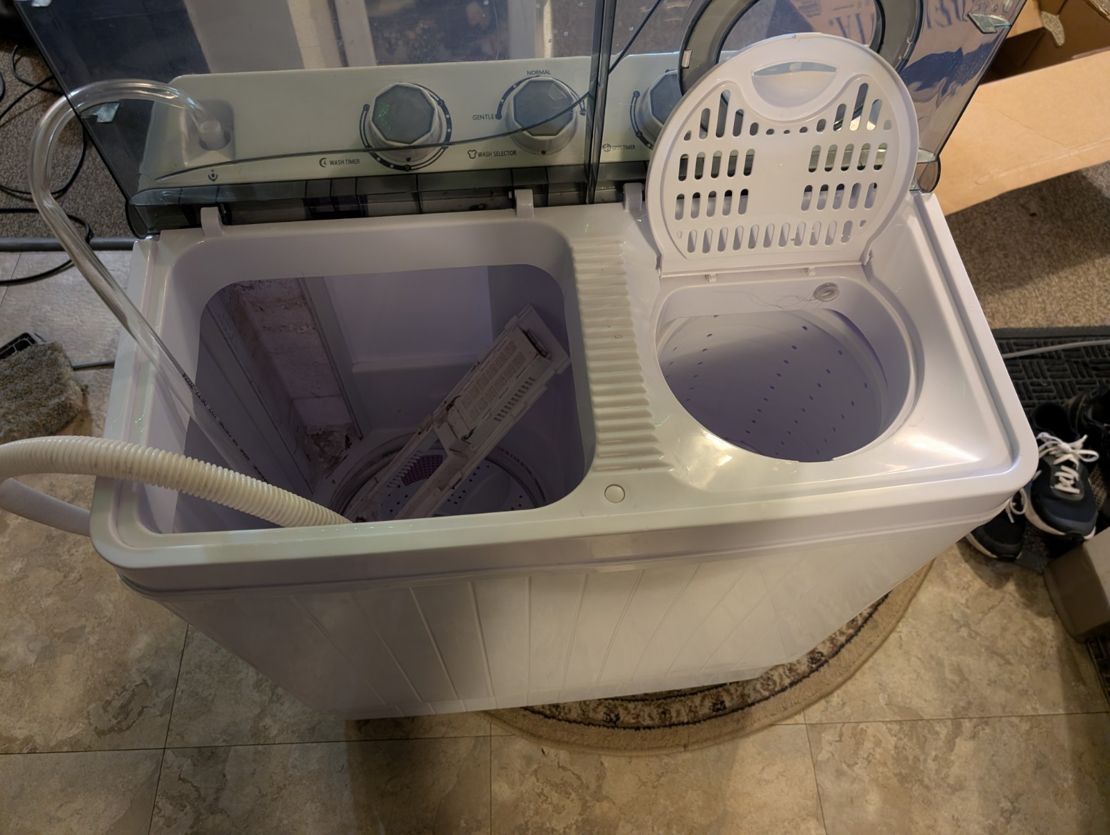 Portable Twin Tub Washer & Spin Dryer Set, Top-Loading, Electric, White/Gray gallery