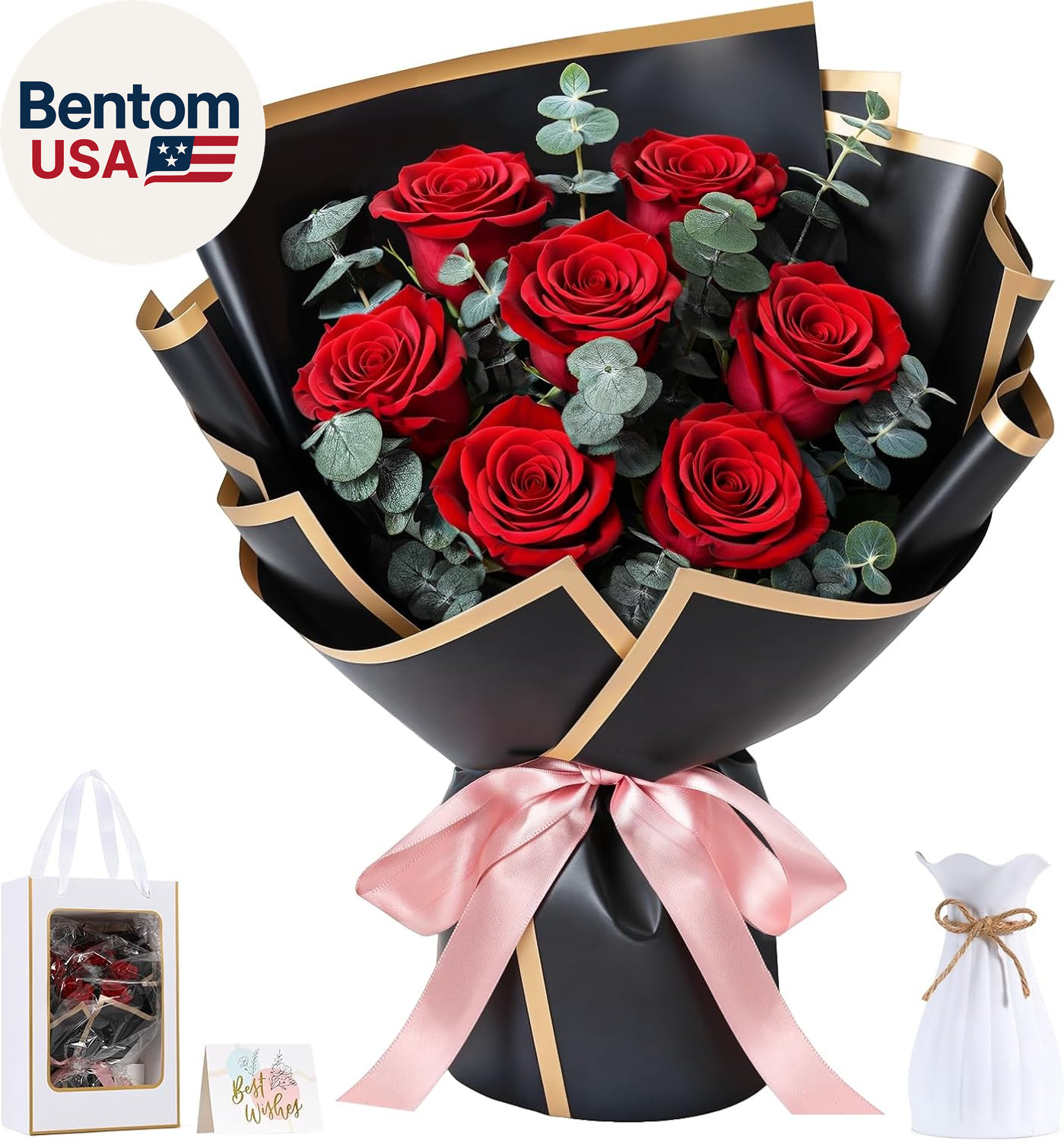 Flower for Delivery, Preserved Flowers Bouquet, Red Roses Bouquet, Real Long-Las gallery