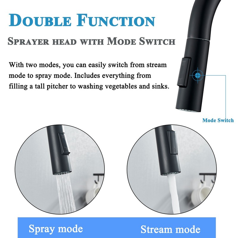 Touch sensor Kitchen Sink Faucet Black Pull Down Sprayer Single Handle Mixer Tap gallery