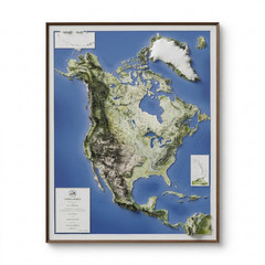 Real 3D raised relief map of North America – with touchable mountain peaks.