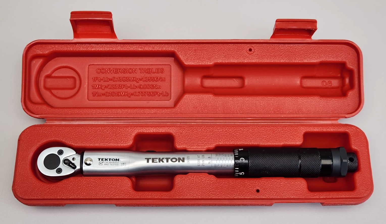 Tekton 24320 1/4" Drive Click Torque Wrench 20-200 in-lbs 2.2-22.6 nm Dual Range gallery