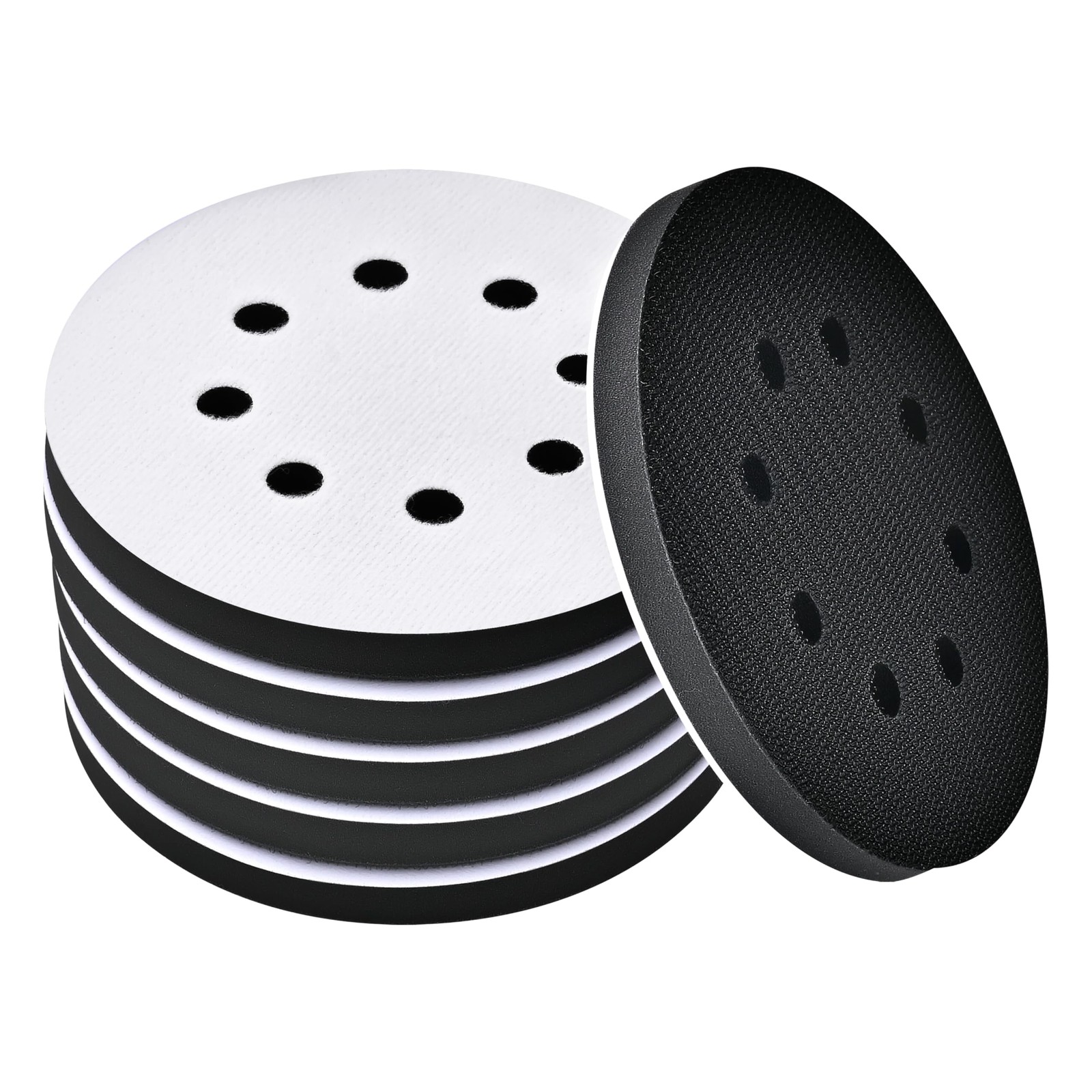 6 Pack 5 Inch 8 Hole Soft Density Interface Foam Hook and Loop Sanding Pads gallery