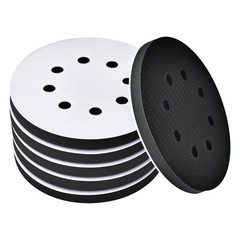 6 Pack 5 Inch 8 Hole Soft Density Interface Foam Hook and Loop Sanding Pads