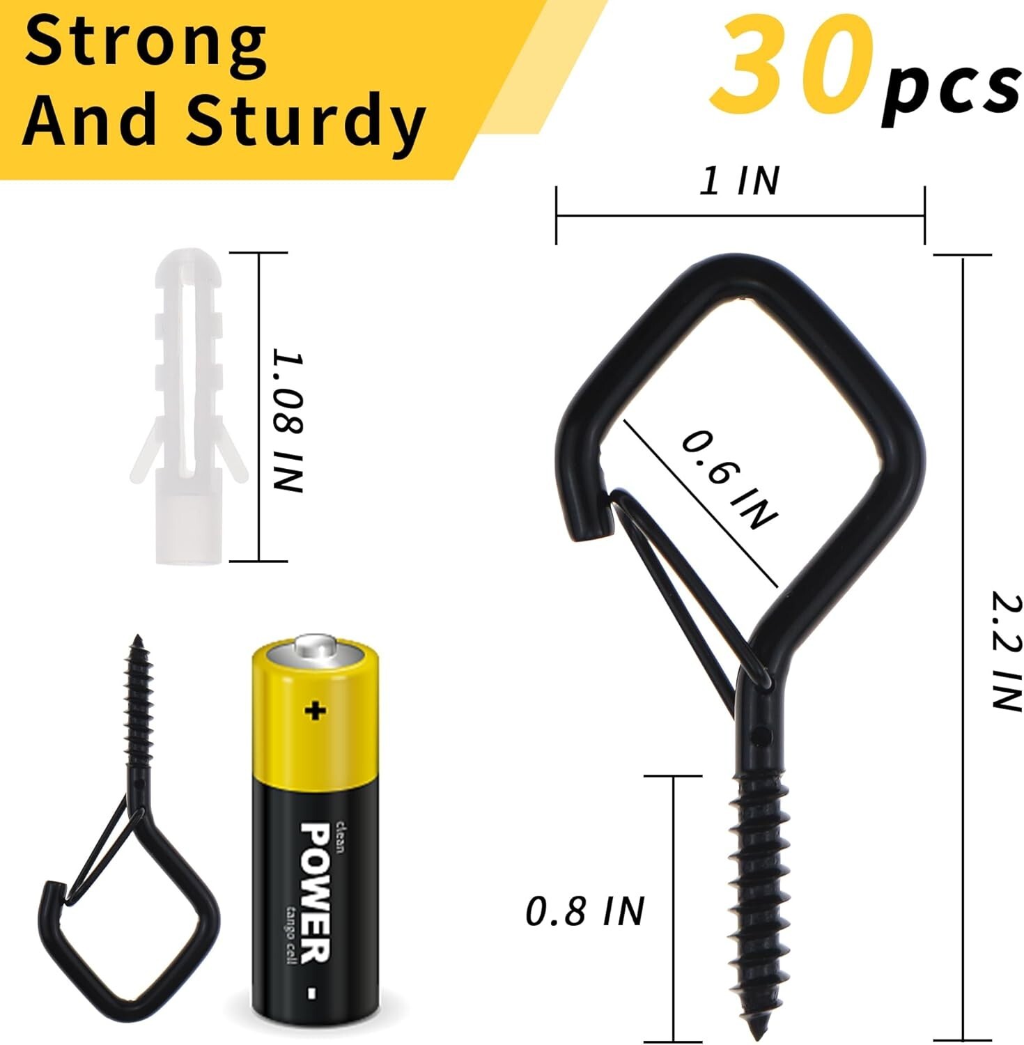 10/30 PCS Cup Screw-in Hanger Hooks with Safety Buckle, Windproof Screw Hooks gallery