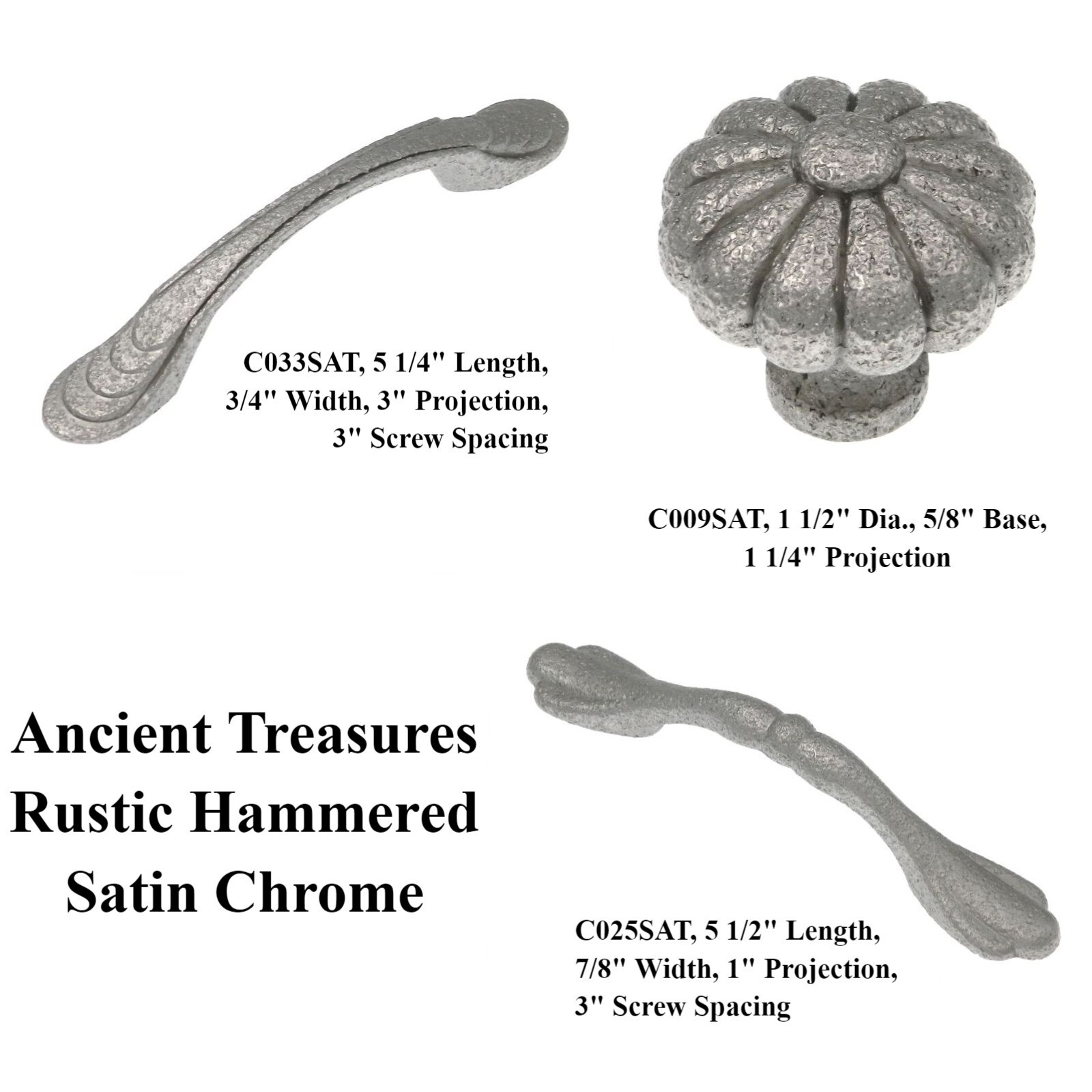 20 Pack Ancient Treasures C033SAT Rustic Satin Chrome 3"cc Cabinet Handle Pulls gallery