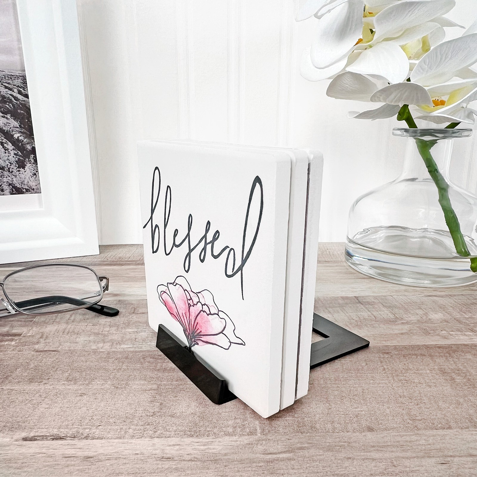 Plymor Black Acrylic Sliding-Back Adjustable Easel, 3.125" H x 2.25" W x 3.5" D gallery