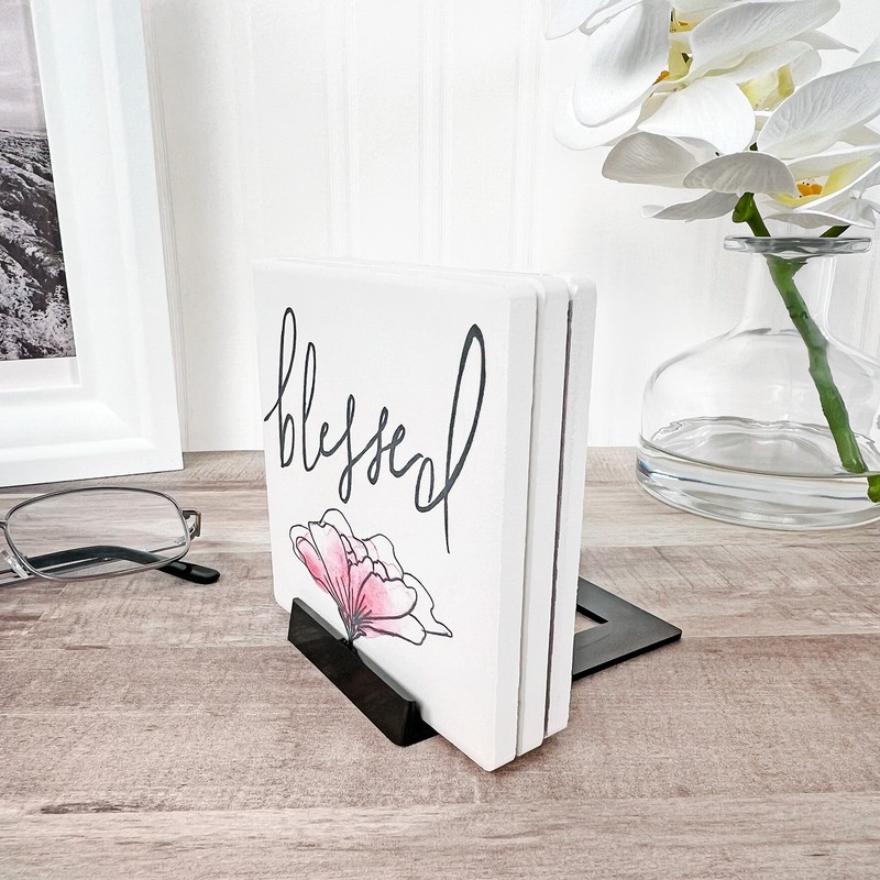Plymor Black Acrylic Sliding-Back Adjustable Easel, 3.125" H x 2.25" W x 3.5" D gallery