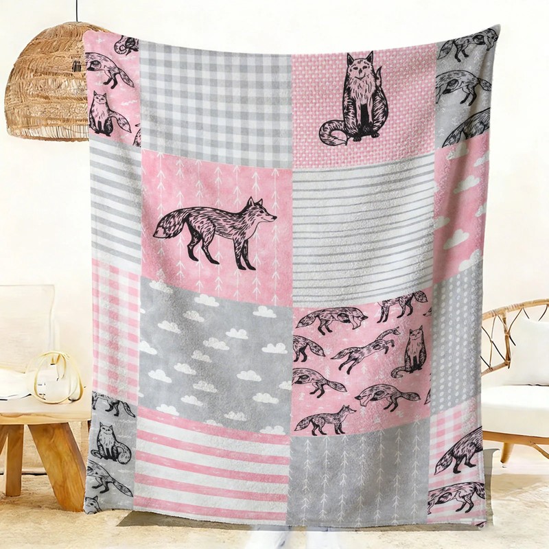 Fox and Cloud Flannel Blanket Soft Cozy Tapestry Napping Travel Use gallery