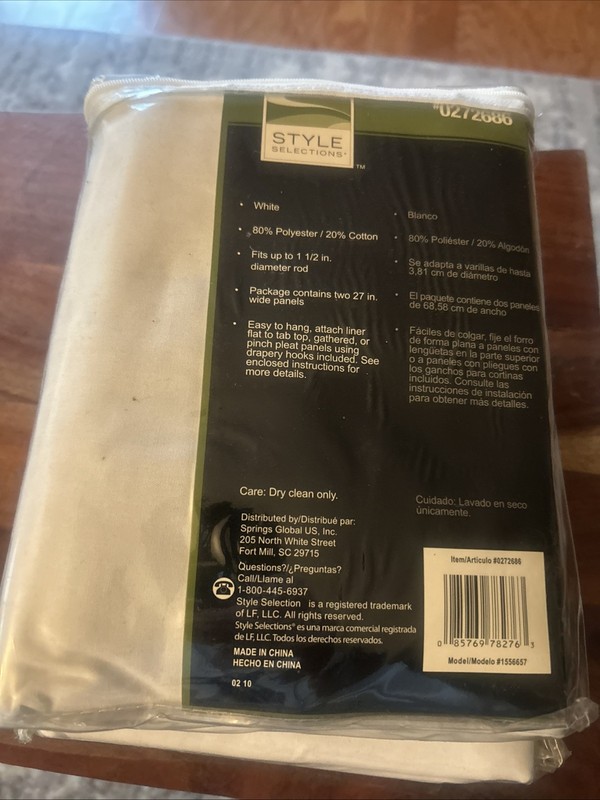 Two (2) Style Selections Energy-Saving Blackout Liner Panels 54x60 Inch White gallery
