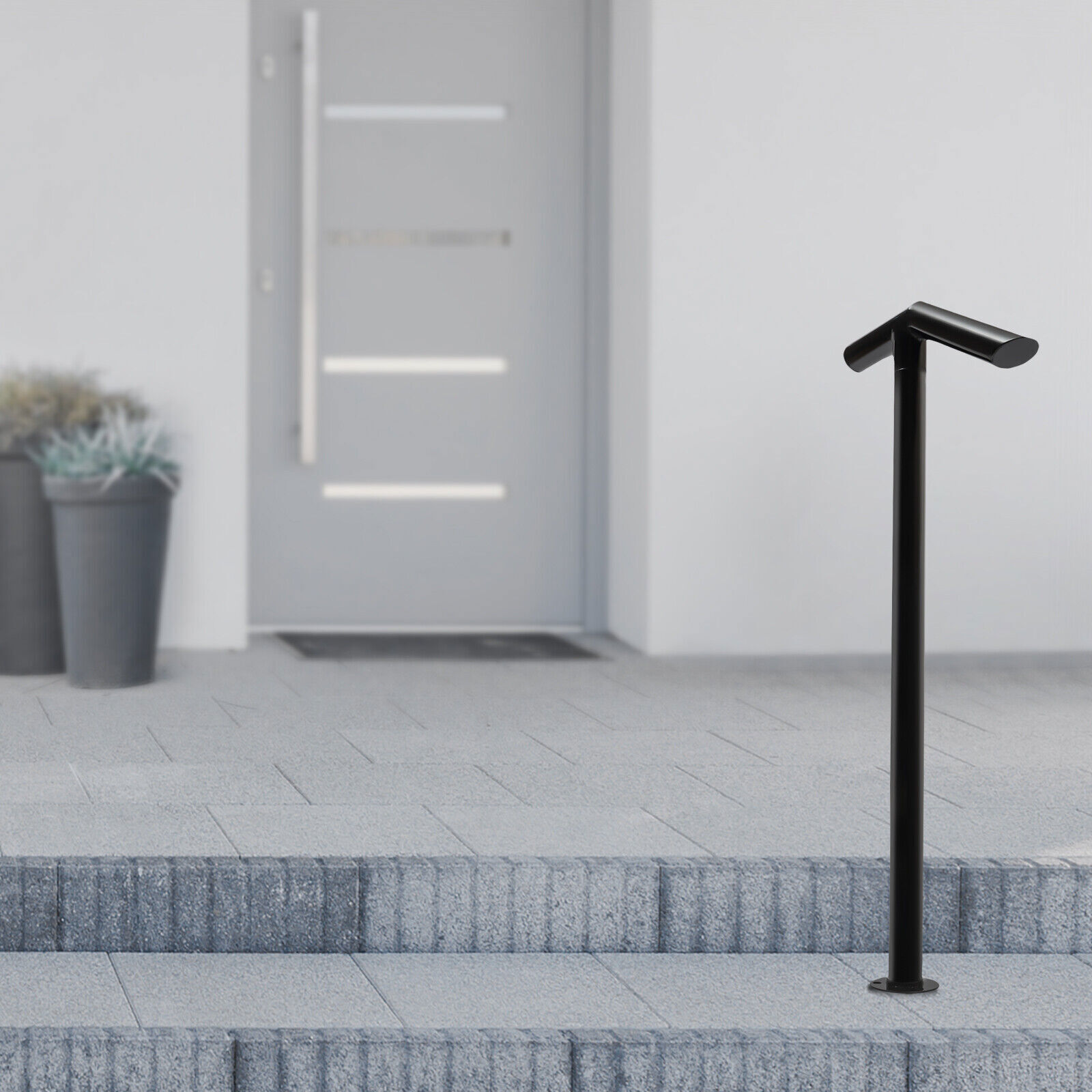 2-Step Handrail Single Post Handrail Round Iron Handrail for Stairs gallery