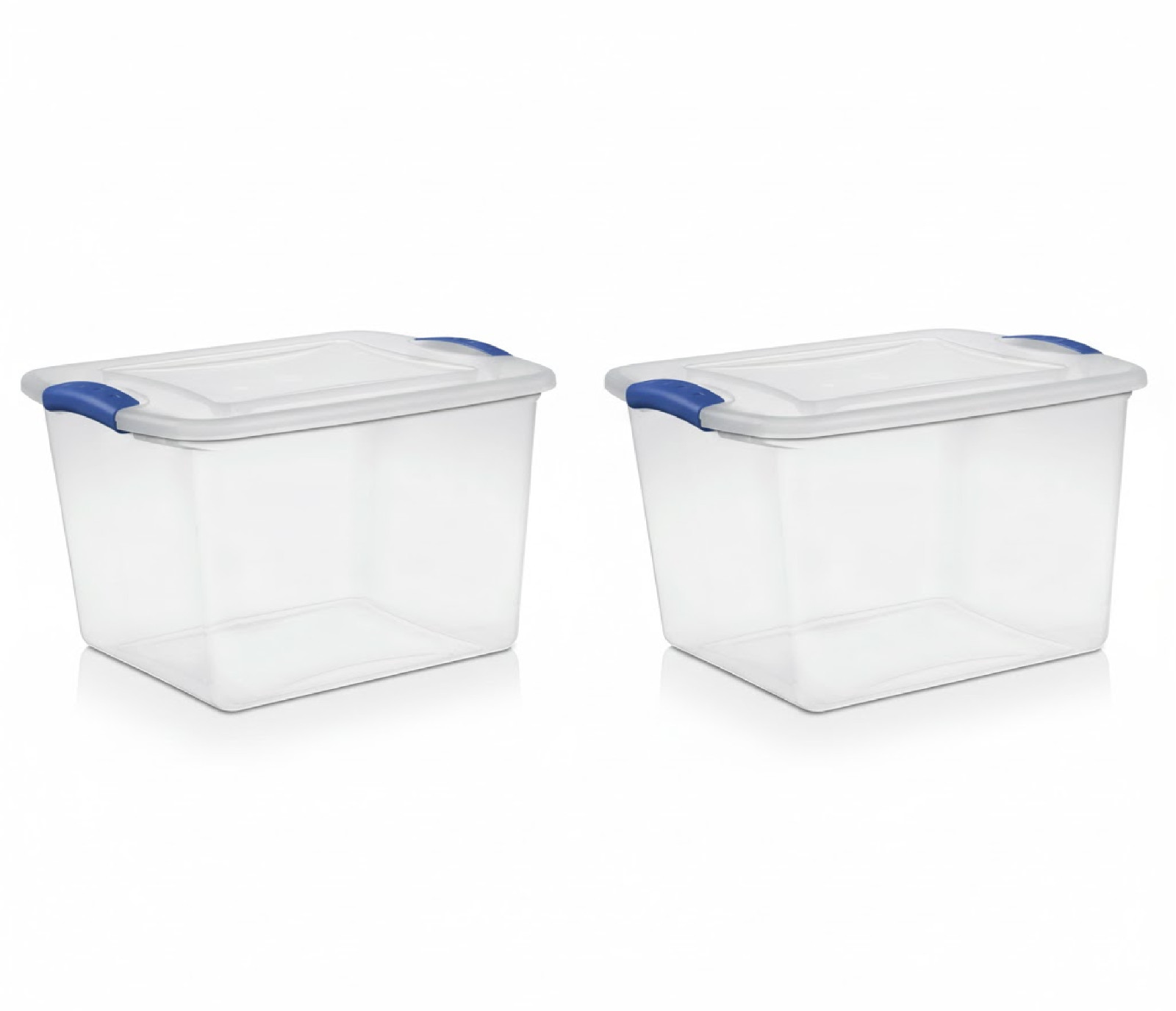2pk Stackable Plastic Tote Box Storage Containers Bin 27 Qt, Blue Latches gallery
