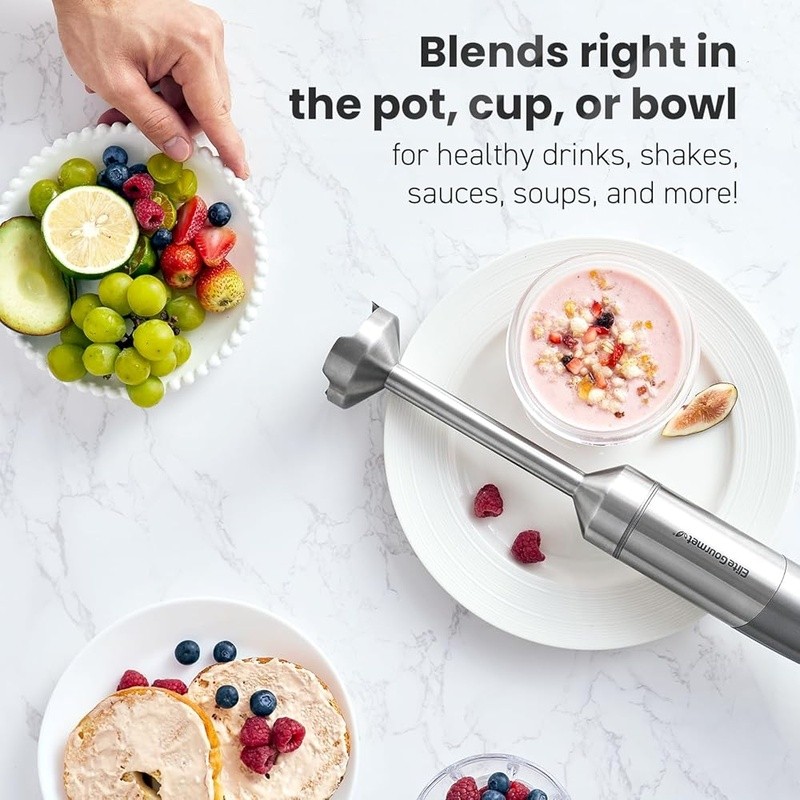 Cordless Immersion Blender Adjustable Speed Stainless Steel Blades Kitchen Mixer gallery