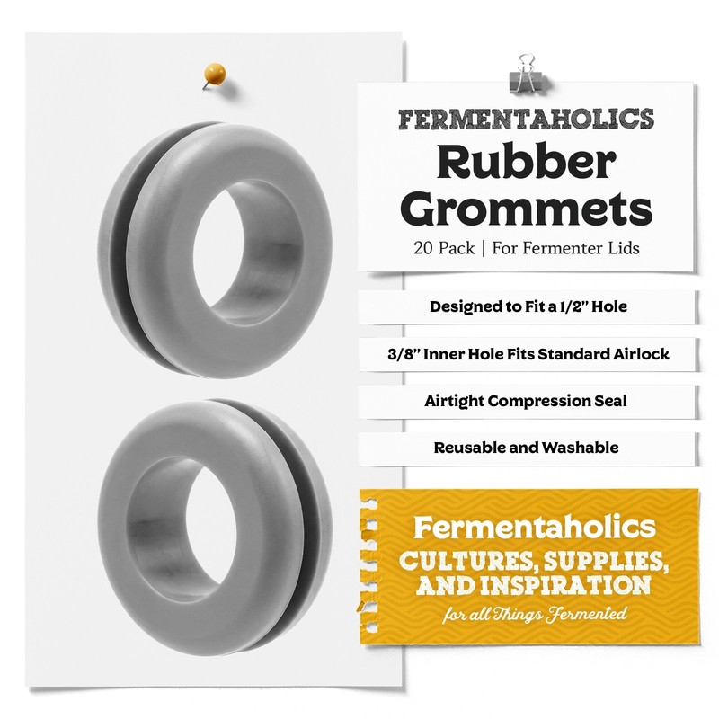 Fermentaholics Gray Airlock Fermentation Replacement Grommets - 20 pack gallery
