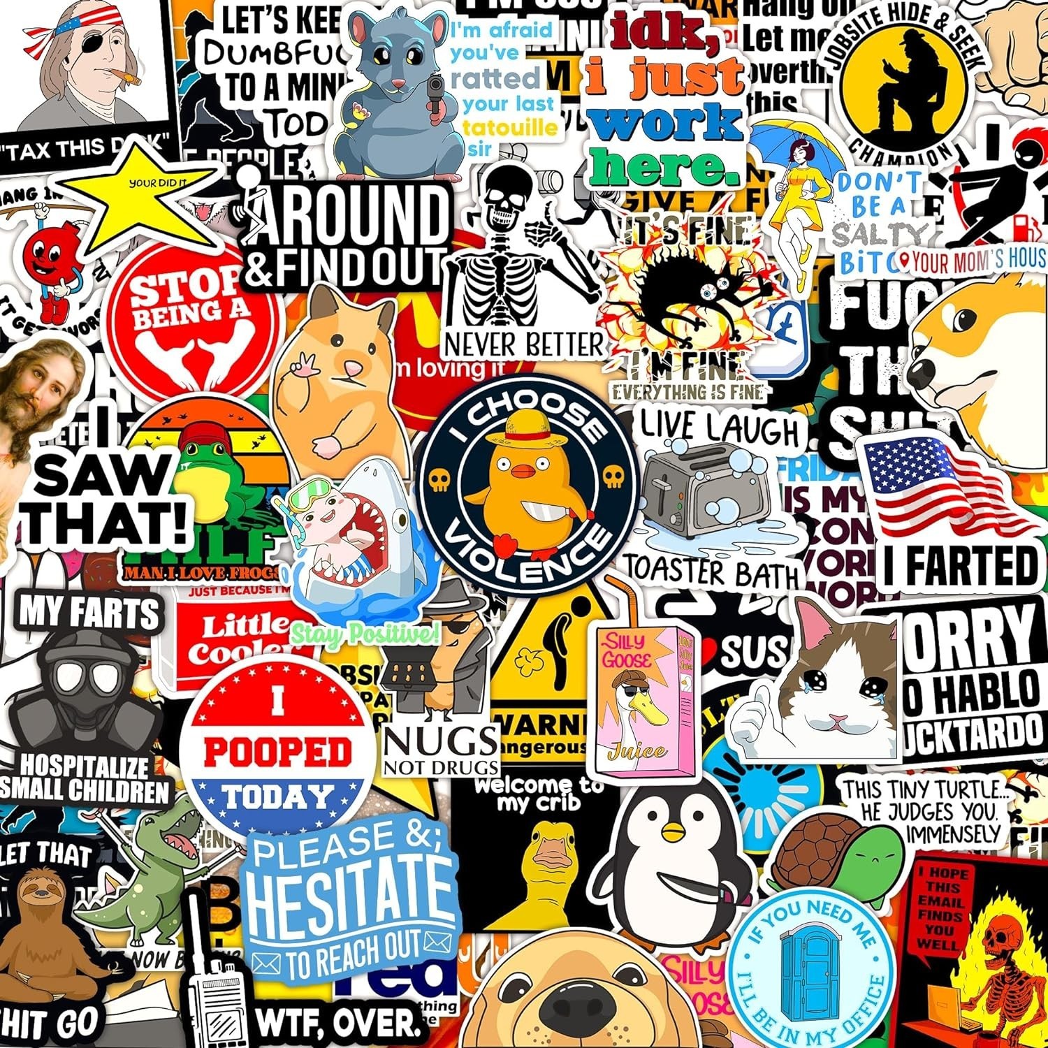 120pcs Funny Stickers for Adults, Prank Meme (Dirty) Hilarious Sticker Pack for gallery
