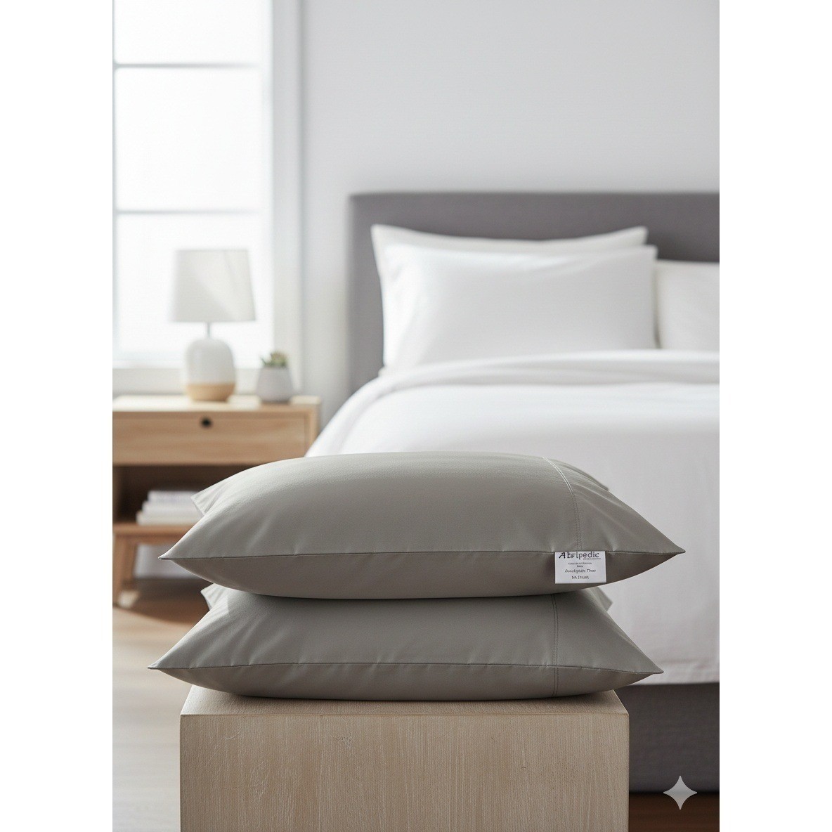 Abripedic King Pillowcases Set 100 Tencel Lyocell Eucalyptus Cooling Gray 600TC gallery