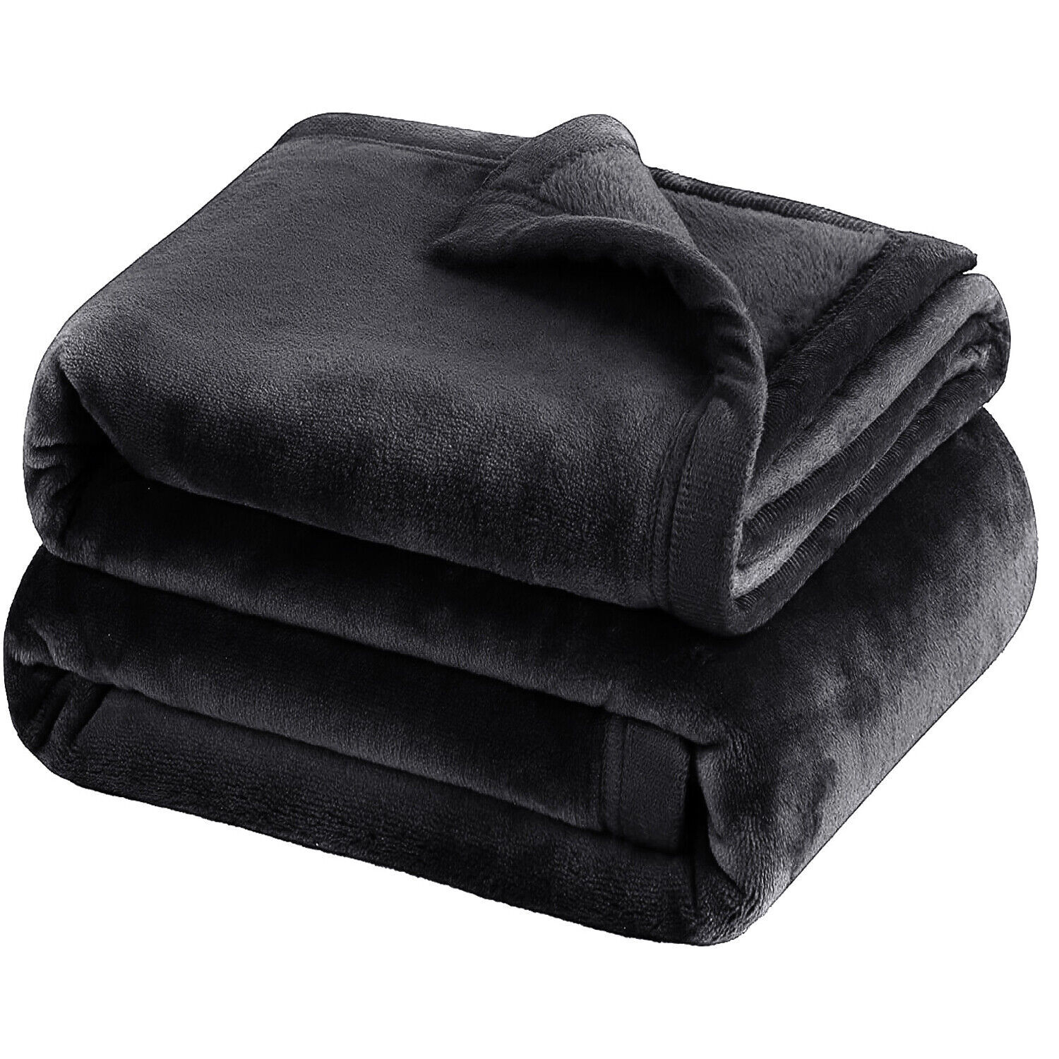 Black Mink Fleece Throws Super Soft Reversible Twin Queen Size Sofa Bed Blanket gallery