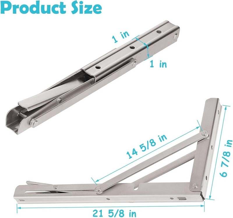 22'' Heavy-Duty Folding Shelf Brackets, Supports 440 lb, Pack of 2 - Silver gallery