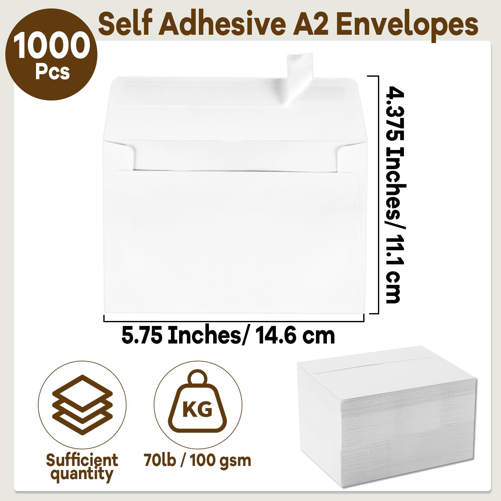 1000 Pcs A2 Envelopes 4.375x5.75 Inches Self Adhesive Invitation Envelopes fo... gallery