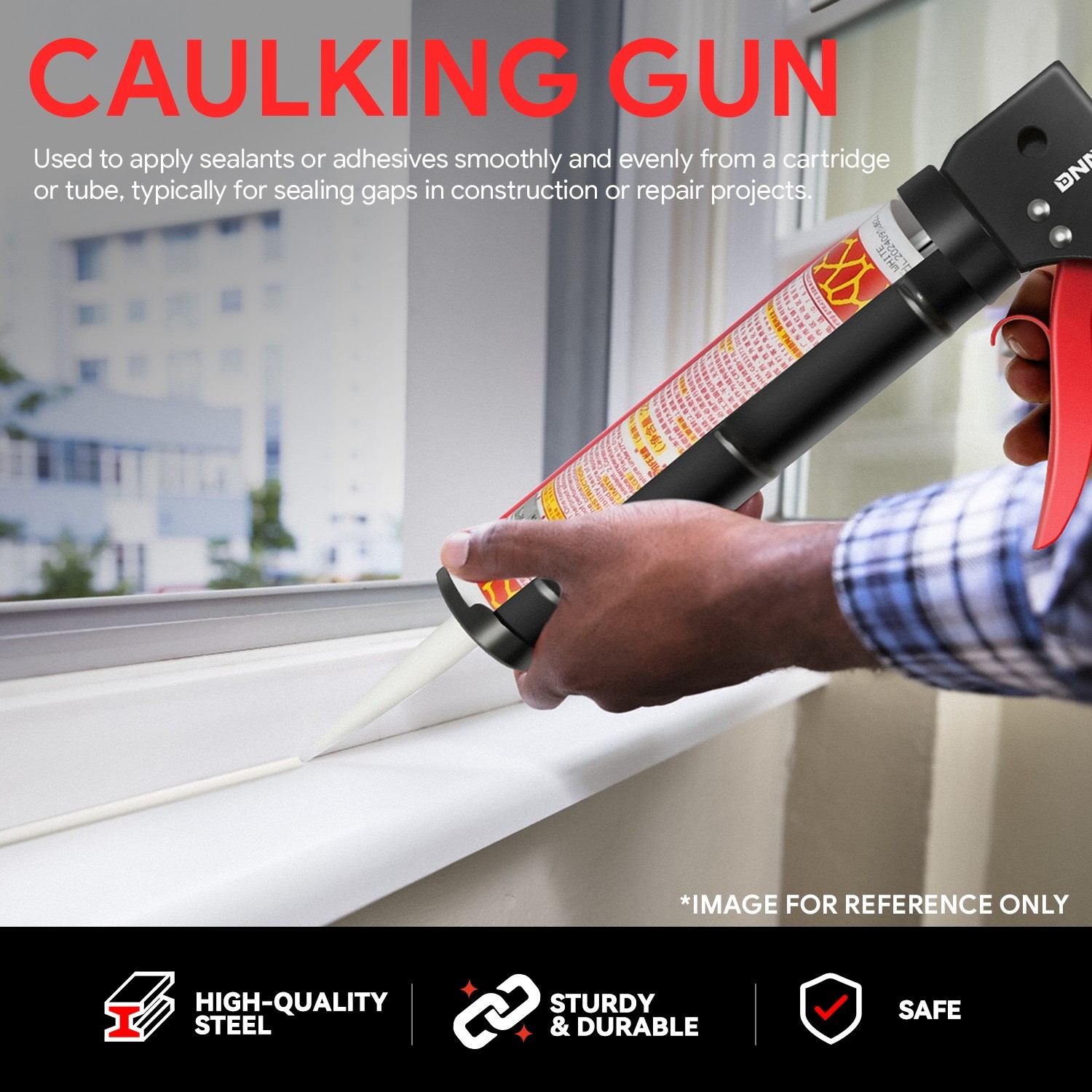 9" DOUBLE SPRING TRIGGER SMOOTH DRIPLESS CAULK GUN WORK WITH 10.3 OZ CARTRIDGES gallery