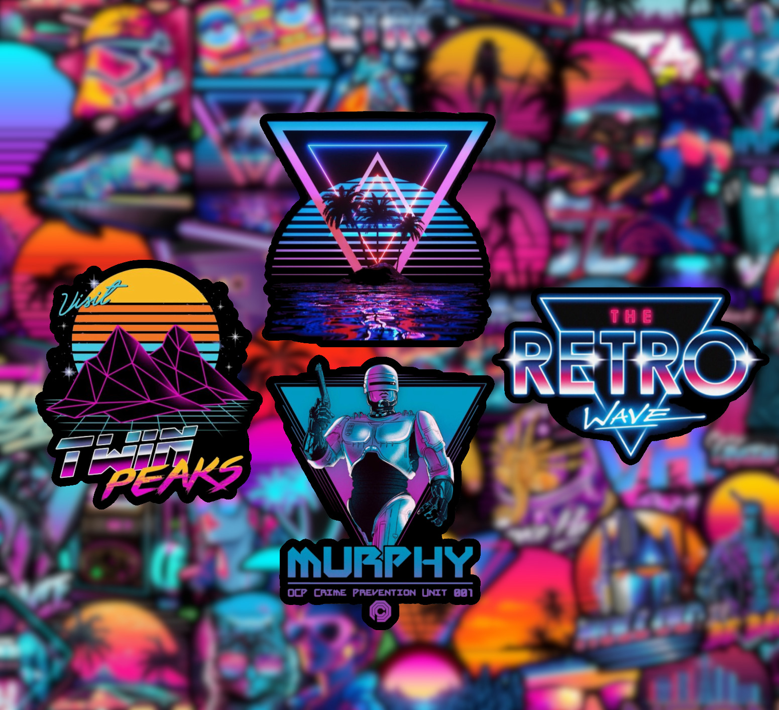 25/50 Piece Retrowave Sticker Pack - Matte Vinyl - Synthwave Retro Vaporwave 80s gallery