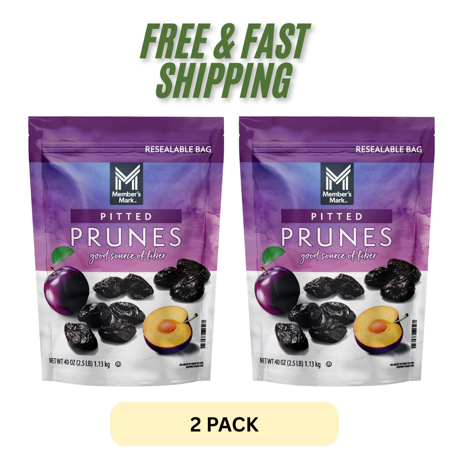2 PACK - Member's Mark Dried Pitted Prunes, 40 oz (Total 80 oz) FREE SHIPPING gallery