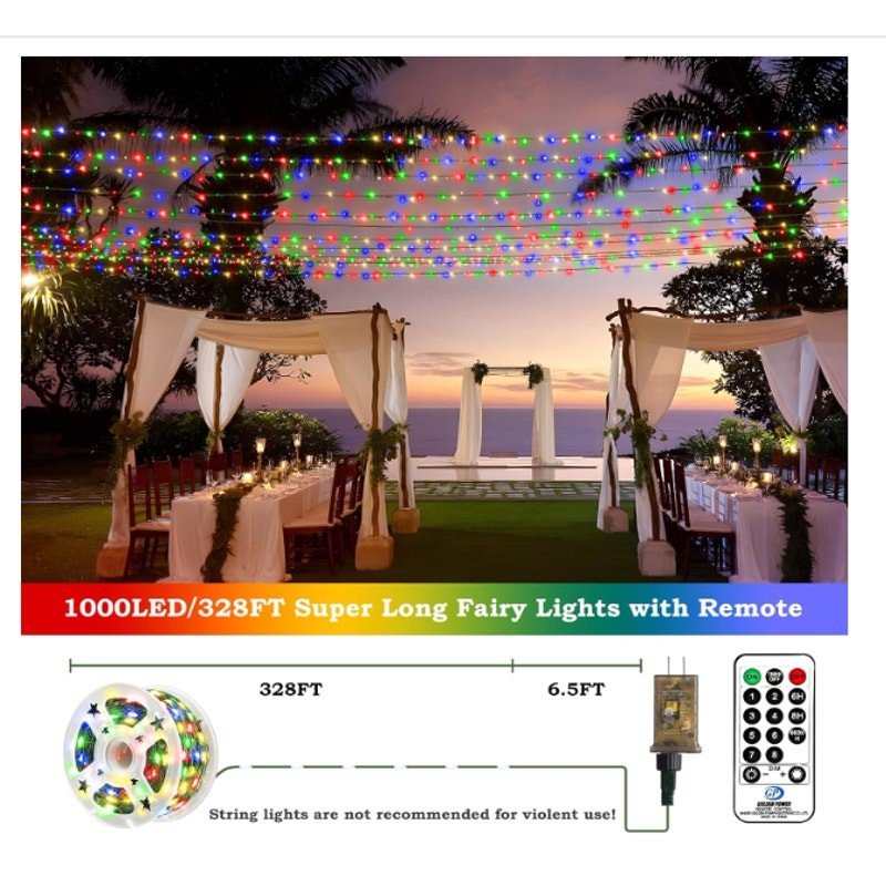 170ft LED Lights, Plug in Waterproof 8 Modes Timer Memory, 1000 LED lights gallery