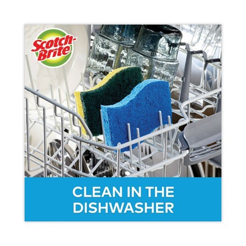 Scotch-Brite Non-Scratch Scrub Sponge, 4.4 x 2.6, 0.8" Thick, Blue, 6/Pack gallery