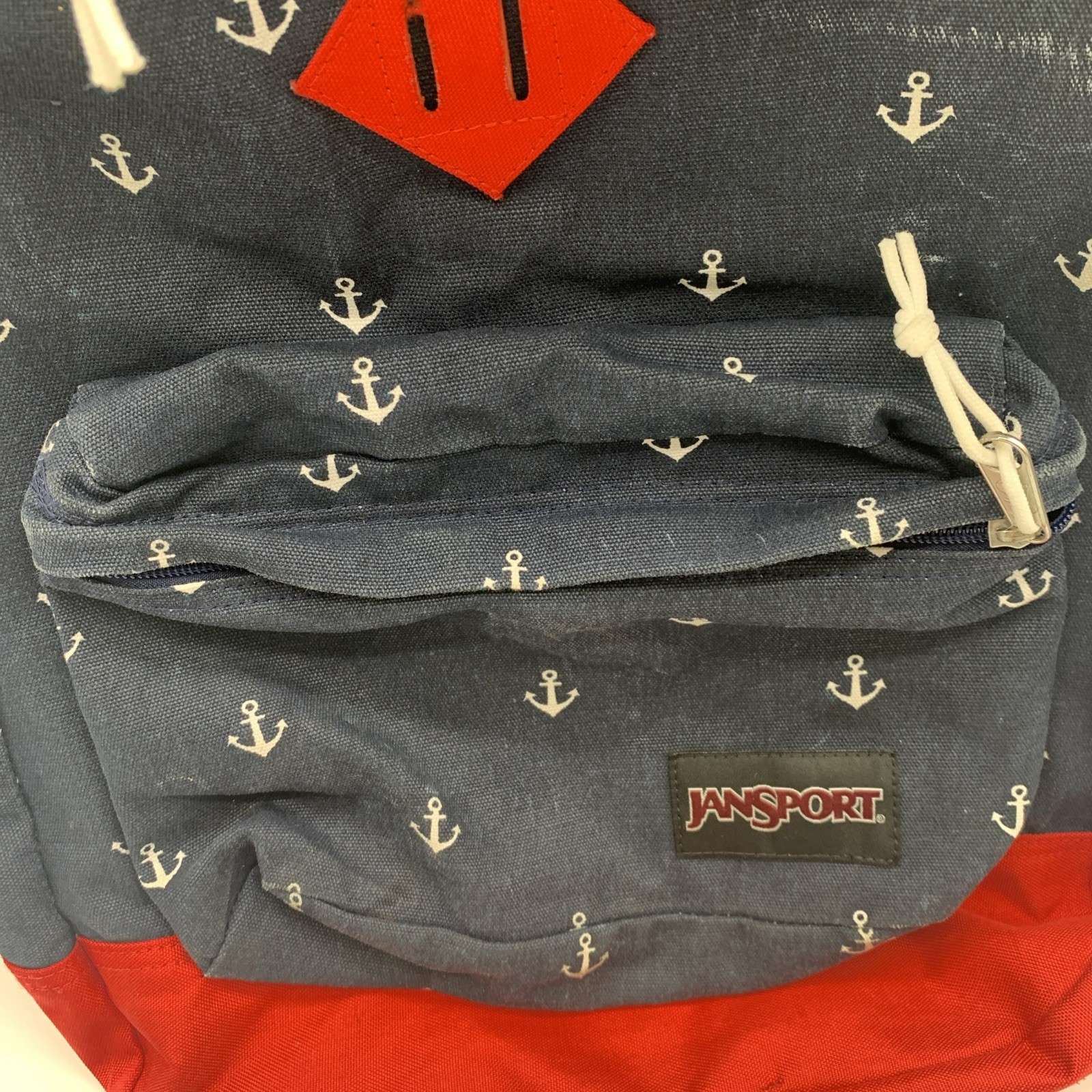 JanSport Backpack Anchors Navy White Red 2